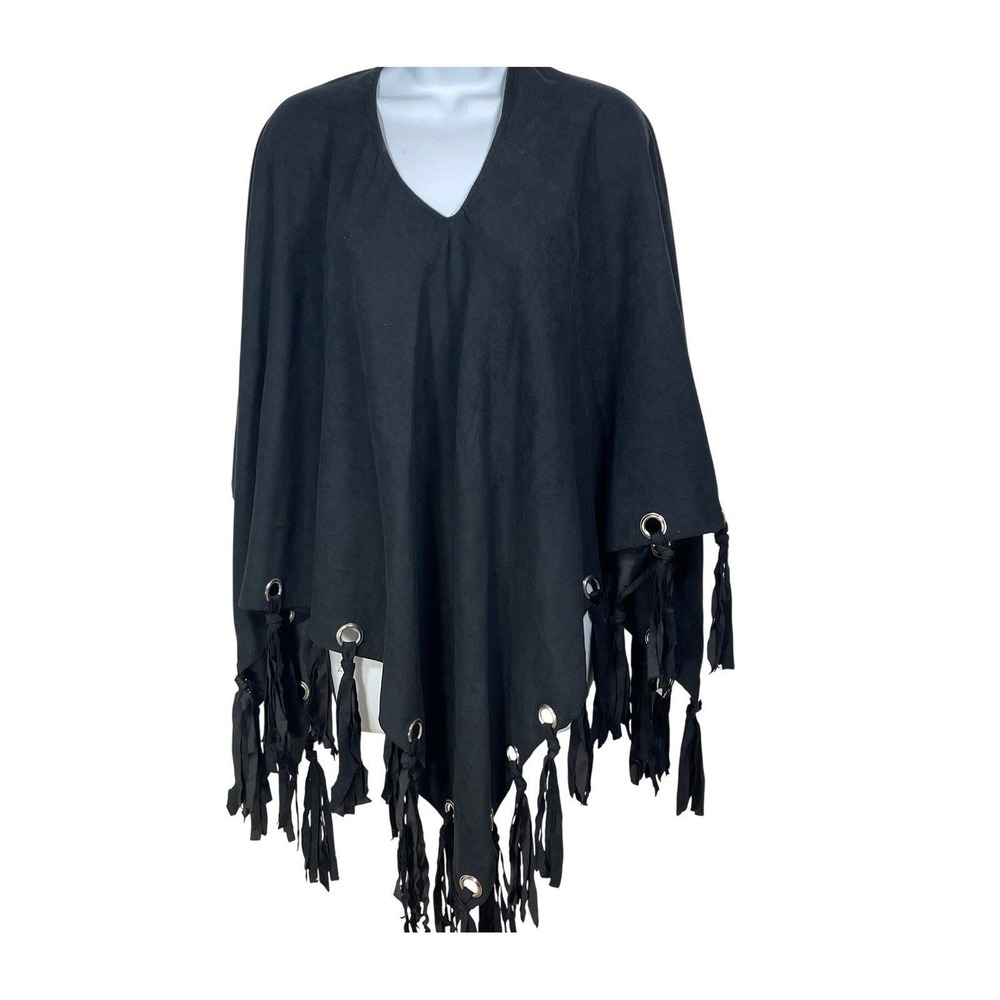 Symphony Designs Black Faux Suede Fringe‎ western steampunk edgy cowgirl